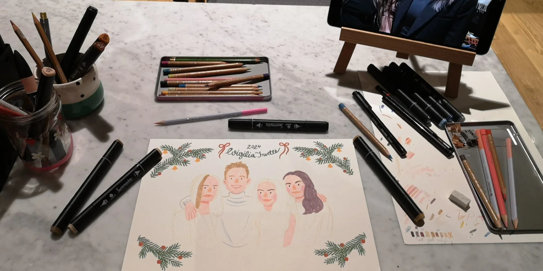 Live painting podczas eventu w Krakowie - portret malowany na żywo
