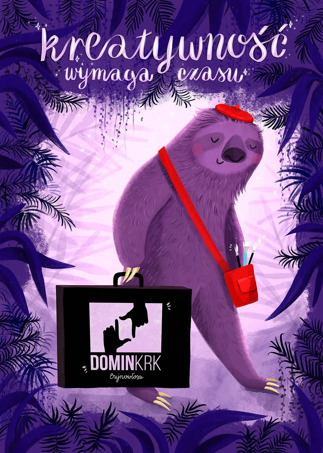 Leniwiec - ilustracja zwierzaka na szkicowniku reklamowym