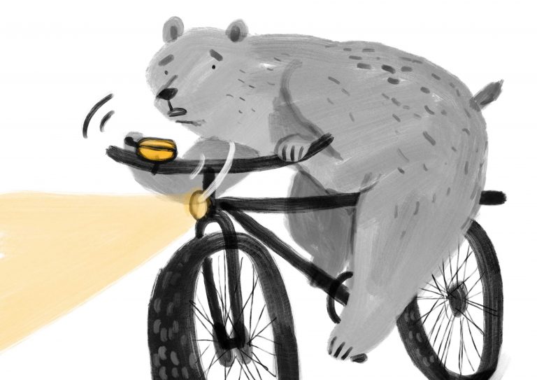 Ilustracja misia na rowerze