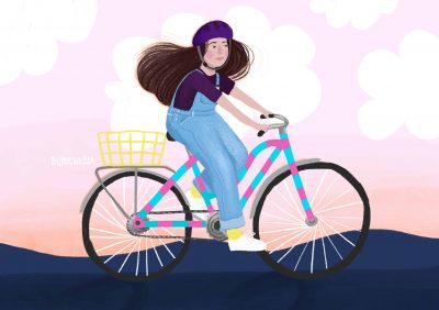 Portret dziewczyny na rowerze